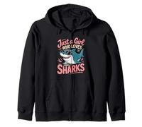 Just A Girl Who Loves Sharks For Girls Funny Gift Idea Shark Zip Hoodie