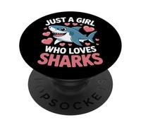 Just A Girl Who Loves Sharks Shark Conservation Sea Animals PopSockets Adhesive PopGrip