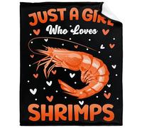 Just A Girl Who Loves Shrimps Blanket Soft and Cozy Flannel Blankets Gifts for Women Men Adult Warm Plush Lightweight Throw Blanket for Couch Sofa Bed All Season Use 40"x50"-S