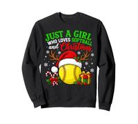 Just a Girl Who Loves Softball and Christmas Sweatshirt