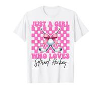 Just A Girl Who Loves Street Hockey Coquette Bow T-Shirt