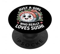 Just A Girl Who Loves Sushi Eating Japanese Cuisine PopSockets Adhesive PopGrip