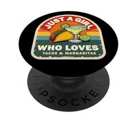 Just A Girl Who Loves Tacos And Margaritas Mexican Women Fun PopSockets Adhesive PopGrip