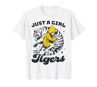 Just a Girl Who Loves Tigers Cute Girl and Tiger Hug T-Shirt