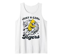Just a Girl Who Loves Tigers Cute Girl and Tiger Hug Tank Top