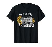 Just A Girl Who Loves Tractors Farm Tractor Sunflower T-Shirt