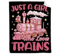 Just A Girl Who Loves Trains Blanket Just A Girl Who Loves Trains Lovers Girl Gift Soft Fuzzy Cozy Throw Blanket Warm Plush Lightweight Flannel for Bedroom Sofa Living Room 40"x50" for Kids