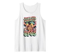 Just a Girl Who Loves UFOs Retro Alien Abduction Farmcore Tank Top