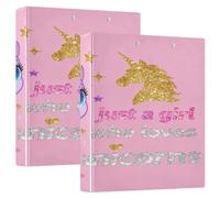 Just A Girl Who Loves Unicorns 1 and A Half Inch School Supplies Binder Three Ringing with Pocket Cover Pack of 1/2 Aesthetic Binder Hardcover