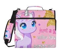 Just A Girl Who Loves Unicorns 3 Ringing 1.5 inch Binder Organizer with Handle and Removable Shoulder Strap Easy to Carry Documents Files Storage Bag for School/Office Bolsa de almacenamiento de