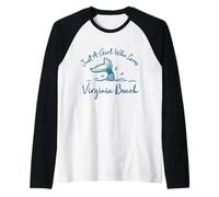 Just a Girl Who Loves Virginia Beach Mermaid Fish Tail Raglan Baseball Tee