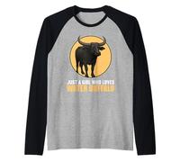 Just a Girl who Loves Water Buffalo Raglan Baseball Tee