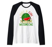 Just A Girl Who Loves Watermelons Summer Fruit Watermelon Raglan Baseball Tee