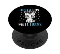 Just A Girl Who Loves White Tigers Cute Tiger Cub PopSockets Adhesive PopGrip