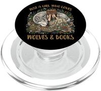 Just A Girl Who Loves Wolves and Books Fantasy Wolf Reader PopSockets PopGrip for MagSafe