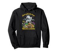 Just A Girl Who Loves Wolves and Books Howling Wolf Moon Pullover Hoodie