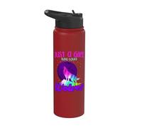 Just A Girl Who Loves Wolves Howling At Moon Colorful Wolf Stainless Steel Insulated Water Bottle