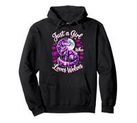 Just A Girl Who Loves Wolves Magic Purple Wolf Butterflies Pullover Hoodie