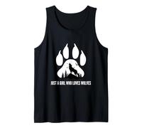 Just a Girl Who Loves Wolves Paw Print Wild Woman Daughter Tank Top