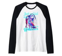 Just a Girl who Loves Wolves - Wolf Moon Howling Colorful Raglan Baseball Tee