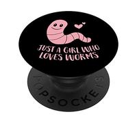 Just a Girl Who Loves Worms Cute Worm Girl PopSockets Swappable PopGrip