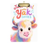 Just A Girl Who Loves Yak clipboard menu Holder Transparent for Personalized clipboards for Teachers Size 9 x 12 Gold