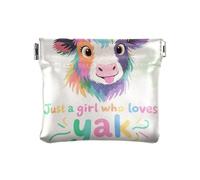 Just A Girl Who Loves Yak Women's Leather Coin Change Purse Portable Mini Purse Wallet for Women