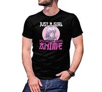 Just a Girl Who Really Loves Anime Kawai Haiku Men's Black T-Shirt Size L