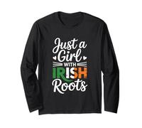 Just A Girl with Irish Roots Ireland Flag Long Sleeve T-Shirt