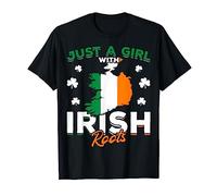 Just A Girl With Irish Roots Ireland Flag Proud Ireland T-Shirt