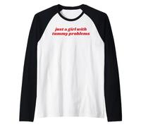 Just A Girl with Tummy Problems Funny Relatable Meme IBS Pun Raglan Baseball Tee