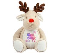 Just a Girls Who Loves Unicorns Colourful Watercolour Rainbow Cloud Floral Horn art Teddy Bear Soft toys Birthday gift for anyone. (Reindeer)
