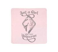 Just a Girls Who Loves Unicorns Rainbow Cloud Floral Horn Art Baby Born Baby Shower Pink/Blue Coloured Double Layer Cotton Baby Blanket. (Pink)