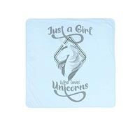 Just a Girls Who Loves Unicorns Rainbow Cloud Floral Horn Art Baby Born Baby Shower Pink/Blue Coloured Double Layer Cotton Baby Blanket. (Pale Blue)