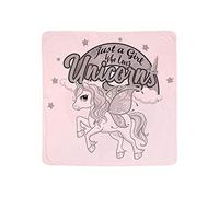 Just a Girls Who Loves Unicorns Rainbow Cloud Floral Horn Art Baby Born Baby Shower Present Idea Pink/Blue Coloured Double Layer Cotton Baby Blanket. (Pink)