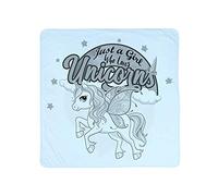 Just a Girls Who Loves Unicorns Rainbow Cloud Floral Horn Art Baby Born Baby Shower Present Idea Pink/Blue Coloured Double Layer Cotton Baby Blanket. (Pale Blue)