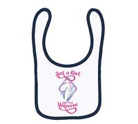 Just a Girls Who Loves Unicorns Rainbow Cloud Floral Horn Art Baby Born Baby Toddler Bib Fastening Style Unisex Style Baby Shower Idea. (White Navy)