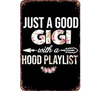 Just a good gigi Metal Art of Writing Tin Signs Retro Garage Signs Movie Posters Sign Man Cave Decor 8×12 Inch