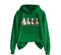 Just A Goose Pullover for Men Women Plain Winter Halloween Print Long Sleeve Pocket Pullover Top Women Sexy, Green, S