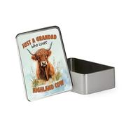 Just a Grandad Who Loves Highland Cow | Highland Cow Gifts for Men | Father's Day Gift | Cute Farm Animal Lover Gifts, Portable Metal Tin Box, Storage Box. (Rectangular)