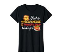 Just a Grilled Cheese & Tomato Soup gal Value Graphic T-Shirt, Women, Black, M