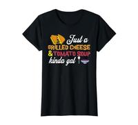 Just a Grilled Cheese & Tomato Soup Kinda gal Value Graphic T-Shirt, Women, Black, M
