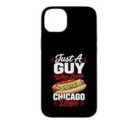 Just A Guy Who Loves Chicago Dogs Design Men Hot Dogs Case for iPhone 14 Plus
