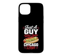 Just A Guy Who Loves Chicago Dogs Design Men Hot Dogs Case for iPhone 15 Plus