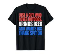 Just a Guy Who Loves Hotdogs Drinks Beer 4th of July Adult T-Shirt