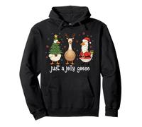 Just A Jolly Goose Funny Christmas Tree Lights Santa Hat Pullover Hoodie