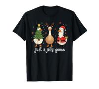 Just A Jolly Goose Funny Christmas Tree Lights Santa Hat T-Shirt