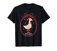 Just a Jolly Goose Funny Holiday Christmas Lights Santa Hat T-Shirt
