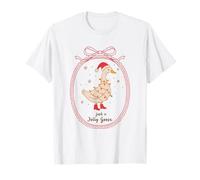 Just a Jolly Goose Funny Holiday Christmas Lights Santa Hat T-Shirt