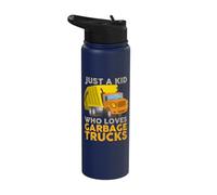 Just A Kid Who Loves Garbage Trucks Funny Garbage Truck Stainless Steel Insulated Water Bottle